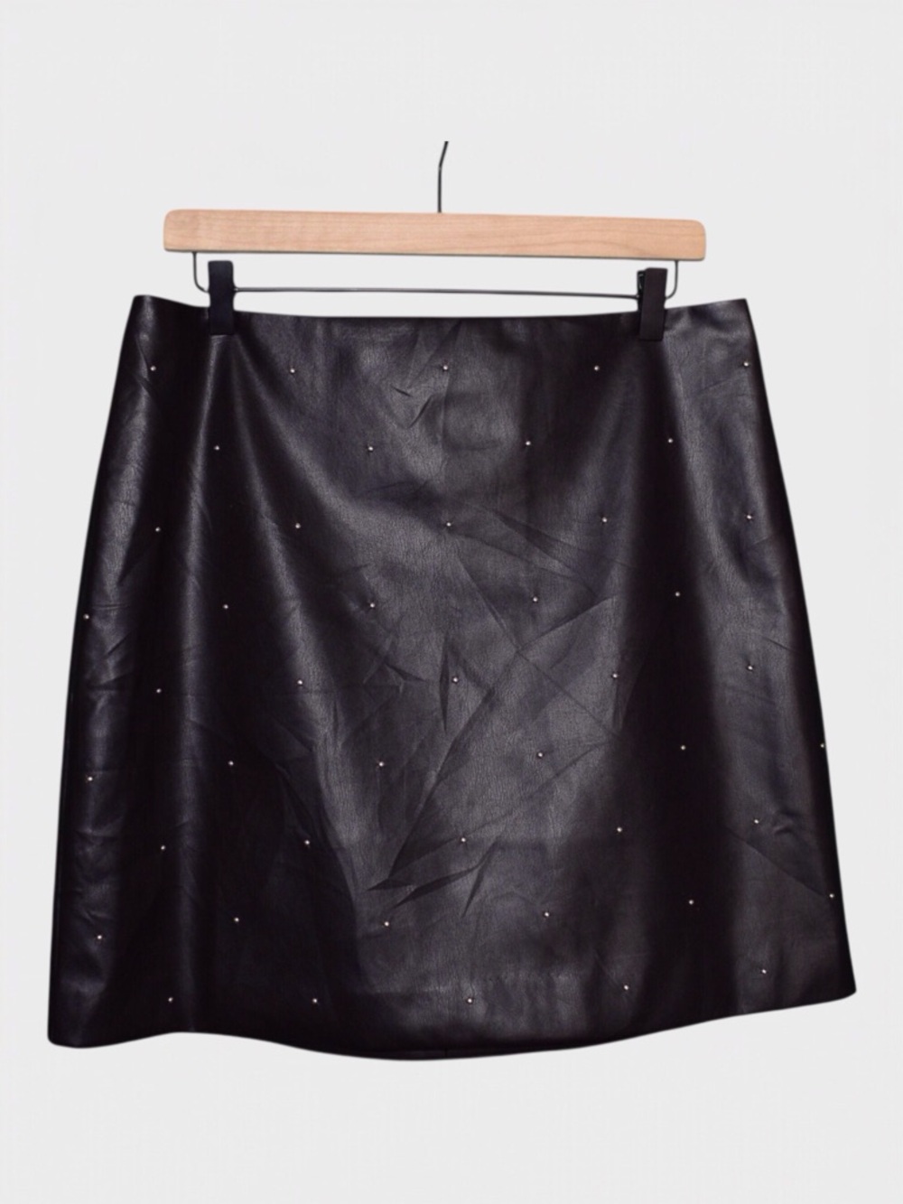 Bar III Studded Faux Leather Mini Skirt